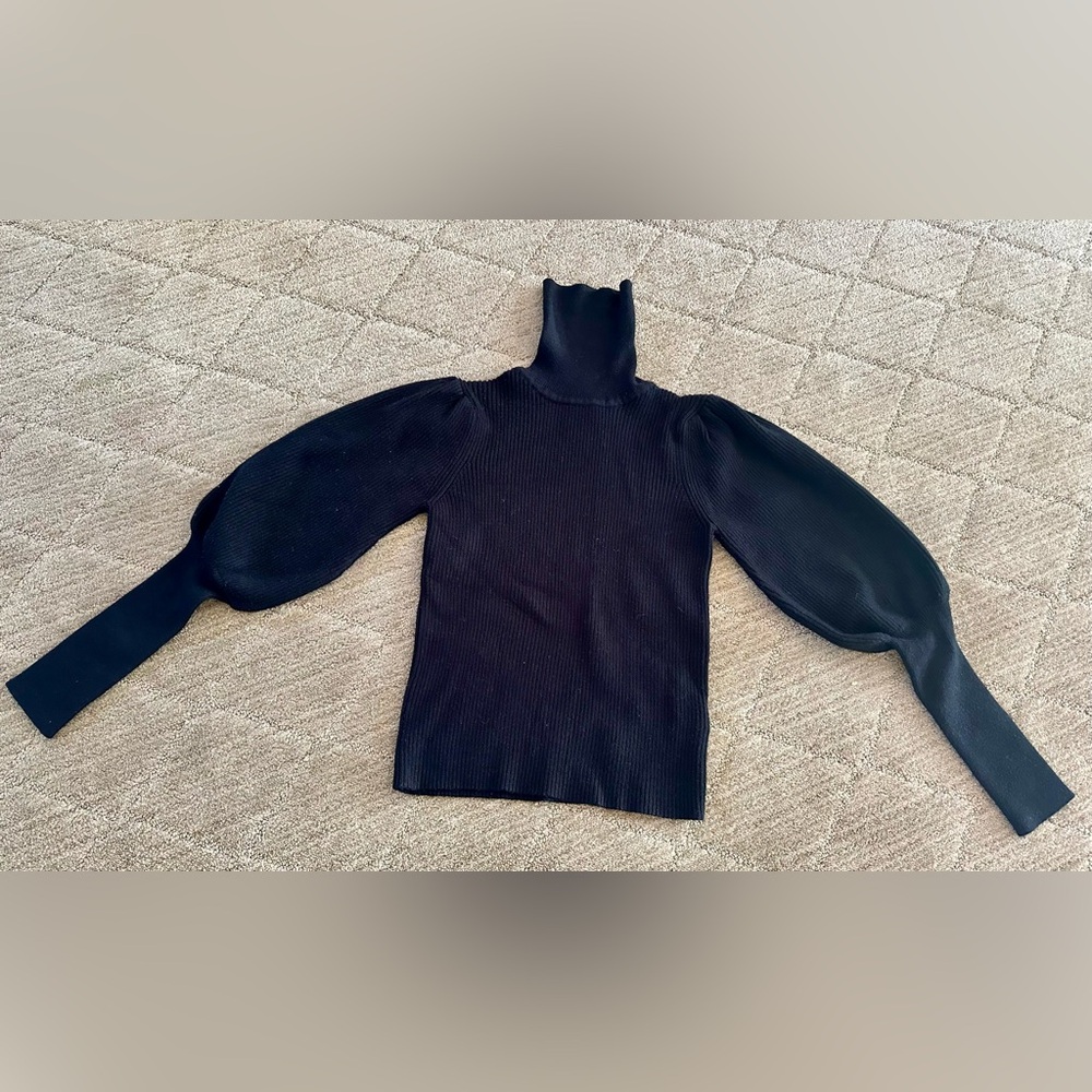Farm Rio Turtleneck Sweater with Puff Sleeves- S